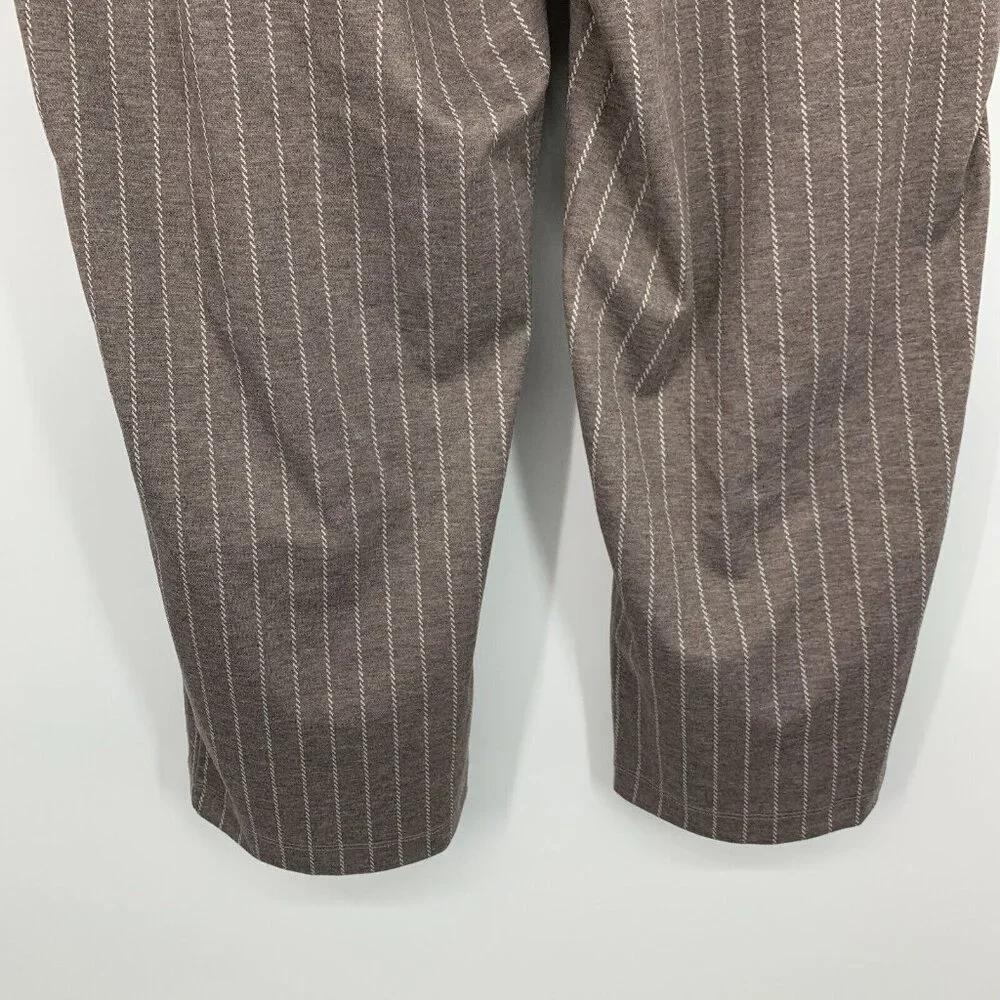 A New Day Pants Stripe Pull On High Rise Crop Straight Taper Ankle_9